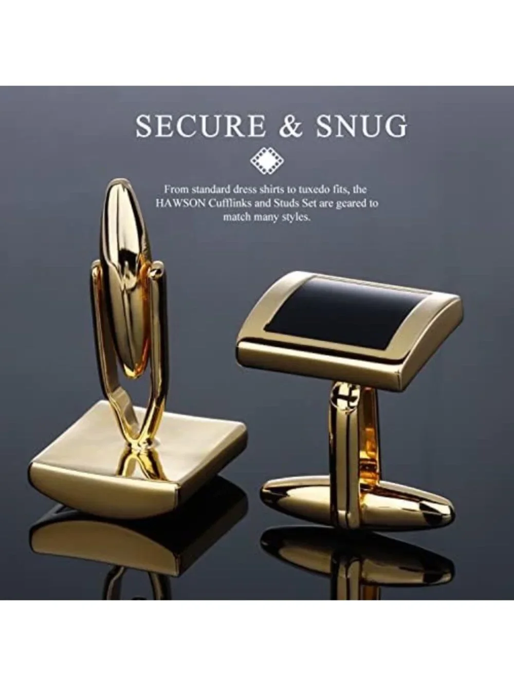 Elegant Cufflinks & Studs Set for Men - Gold/Silver Tone, Gift Boxed Jewelry